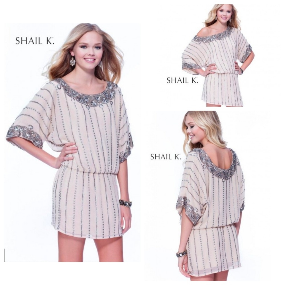 Shail K Loose 3/4 Sleeve Prom Dress